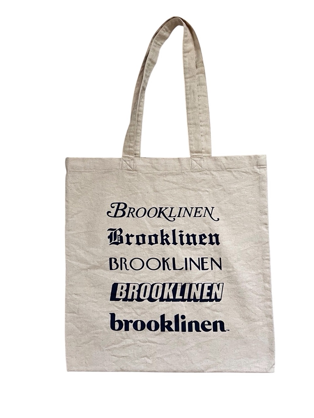 Brooklinen Canvas Tote Bag Spellout Logo Cream Beige Preppy Y2K